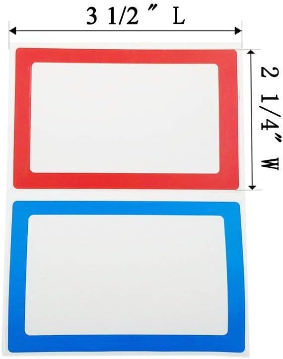 MFLABEL® 400 Colorful Name Tags - 3.5"x2.25" Kids Organization Stickers (Red/Yellow/Blue/Green) | Durable, Waterproof & Peel-Stick for School, Home, Parties | Non-Toxic Adhesive for Clothes