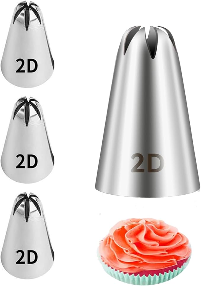 4pcs 2D Cake Piping Tips, Cake Decorating Kit,Stainless Steel, Piping Bags And Tips Set,Frosting Piping Kit,for Cookie Cup cake