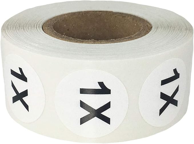 White Circle 1X Clothing Size Stickers - 3/4 Inch Round, 500 Adhesive Labels Per Roll for Retail Apparel, Clothing Organization, and Inventory - Made in The USA
