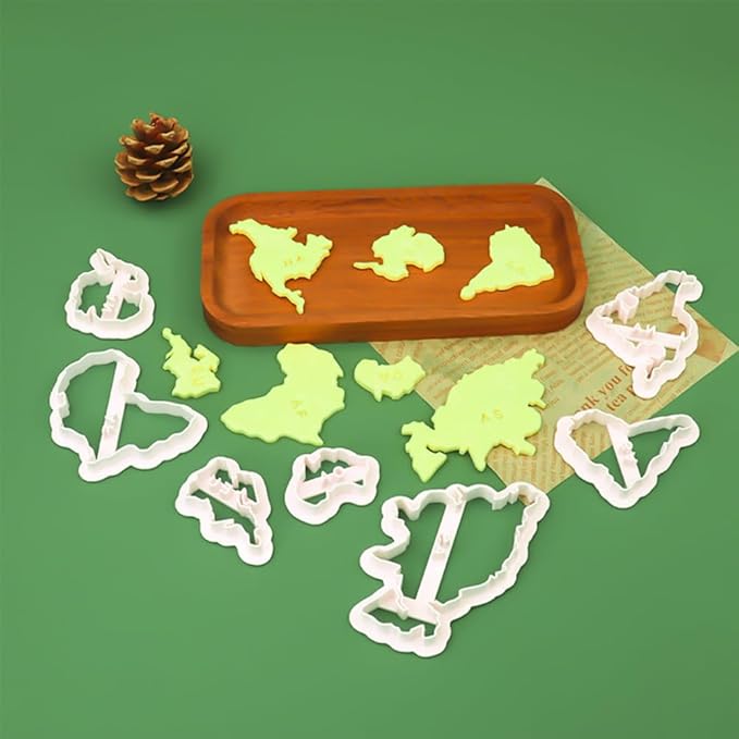 7 PACK World Map Shape Cookie Cutters, Cake Decorating Stencil, Seven Continents Shape Cookie Cutter Set, for Cake, Cookies, Cupcakes, Fondant, Pastry