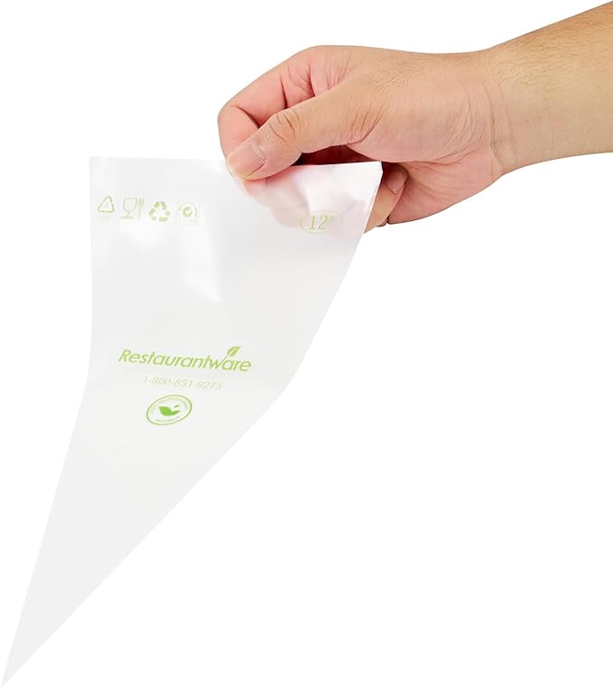 Restaurantware Pastry Tek 12 x 6 Inch Piping Bags 100 Disposable Pastry Bags - Sturdy No Slip Clear Plastic Baking Bags To Decorate Cakes For Parties Or Bakeries