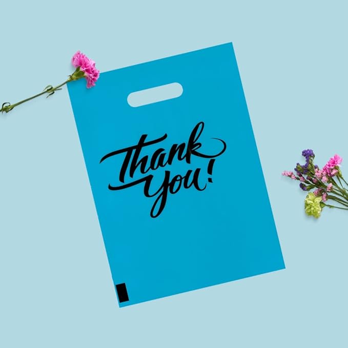 Infinite Pack Thank You Merchandise Bags, Die Cut Handles, Retail Shopping Bags for Boutique - Choose Color & Size