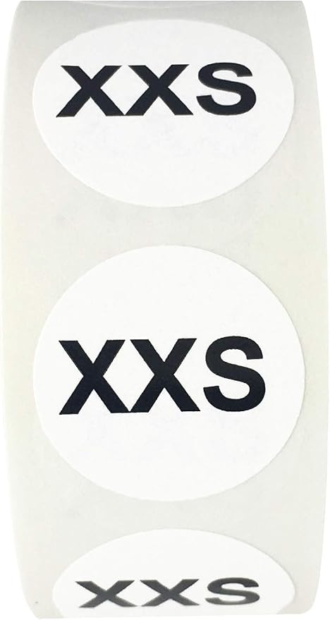 InStockLabels.com White Circle Extra Extra Small XXS Clothing Size Stickers for Retail Apparel 0.75 Inch 500 Total Adhesive Labels