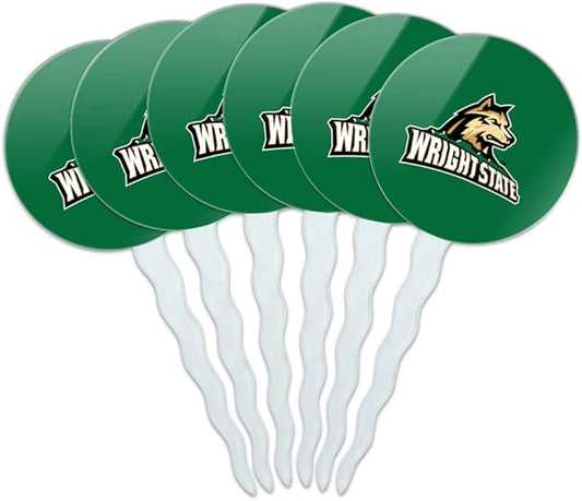 Wright State Primary Logo Cupcake Picks Toppers Decoration Set of 6