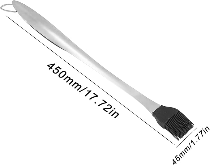 Basting Brush, 17.7 in Multipurpose Stainless Steel Long Handle Basting Brush Oil Spread Brush Heat Insulation Anti Scalding Cooking Brush for Pastry Sauce BBQ Grill