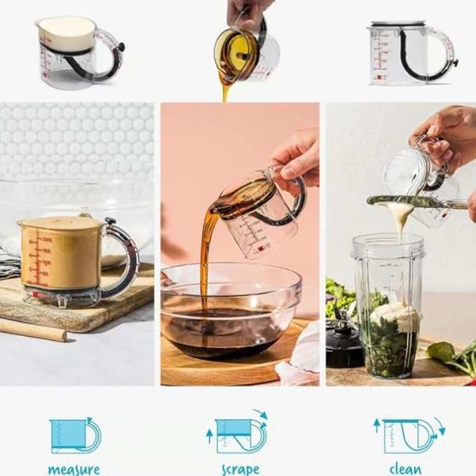4-in-1 Adjustable Measuring Cup - Multi-Functional Up Cup Measuring Cup, With Adjustable Base & Scraper-Style Seal Base, Reusable Cup for Liquid & Dry Ingredients (1PC)
