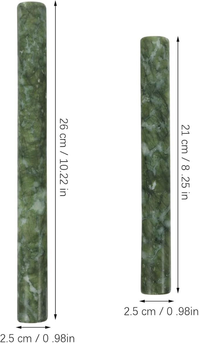 Jade Rolling Pin Non-Stick Dough Roller for Baking Natural Jade Stone with Design Perfect for Making Pizza and Dumpling Wrappers