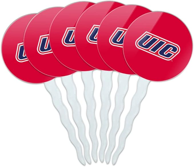 UIC Primary Logo Cupcake Picks Toppers Decoration Set of 6