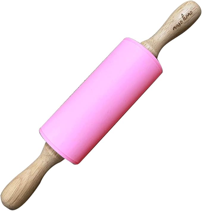 Mini Silicone Rolling Pin for Kids Baking – | Ideal for Toddlers, Playdough, Clay, Cookies & Pastry - 9" Small Size (Pink)