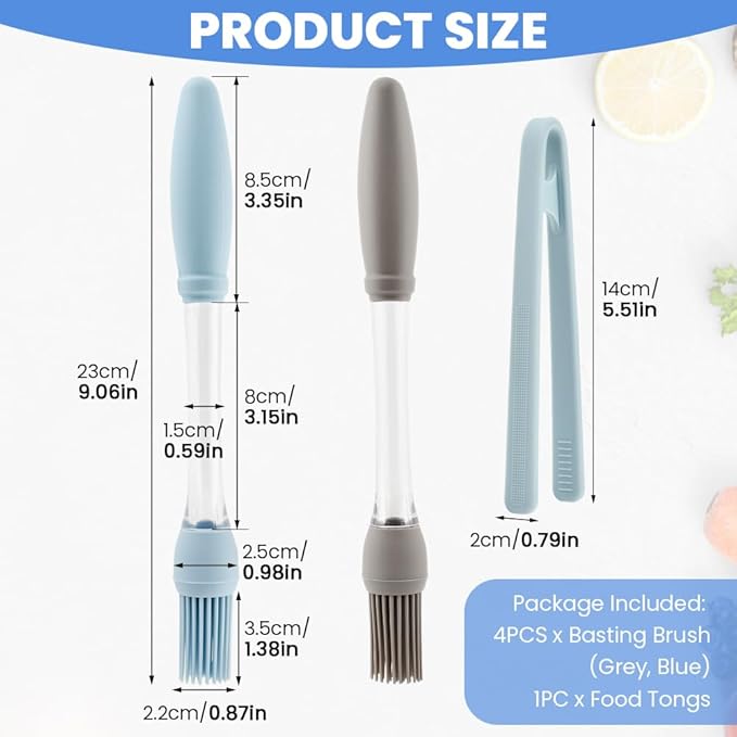 Basting Brush for Cooking, Heat Resistant Spread Oil Butter Sauce, Silicone Heat Resistant Pastry Brushes, Food Brush for Cooking, BBQ, Barbecue, Baking Tool Kitchen Gadget(COLOR:Blue)