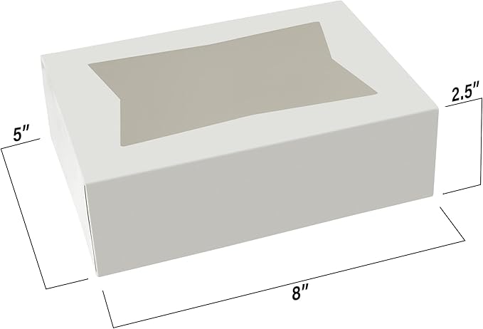 MT Products Cupcake Boxes 8" x 5.75" x 2.5" - Auto Pop-Up Bakery Boxes with Window (Pack of 25) - Made in the USA