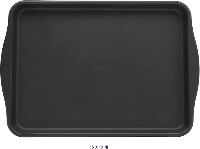 Oster Teston 15 x 10 Inch Cookie Baking Sheet, Nonstick Carbon Steel Bakeware Pan, Matte Black, PFAS-Free, Warp-Resistant, Oven-Safe