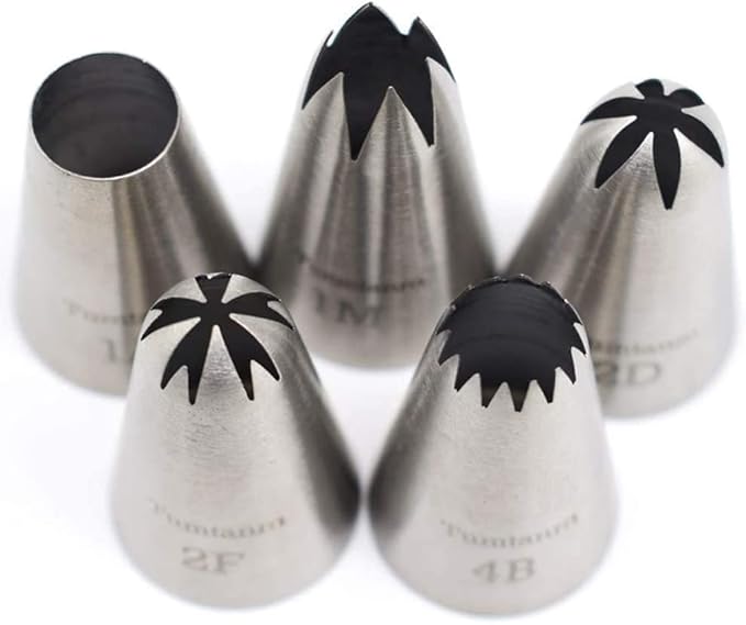 5 Pack Stainless Steel seamless Piping Icing tips, Large Piping Nozzle, Cake Decorating tools for baker