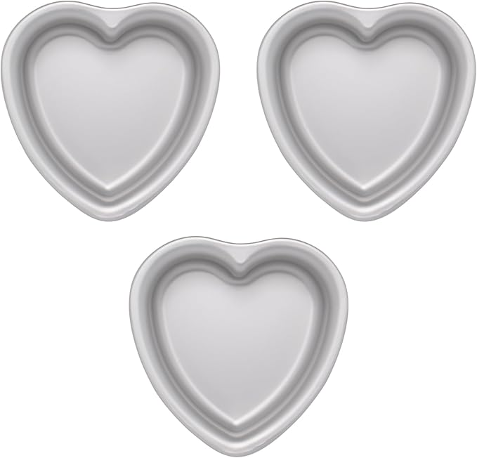 5 × 2 Inch heart cake pans,Set of 3, Aluminum Heart Cake Mold,Small Cake Pan , Heat Resistant Baking Cake Pan for Wedding, Party, Family Occasions, Chocolate. (5 × 2 Inch heart cake pan,Set of 3)