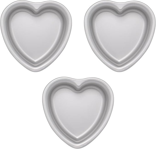 5 × 2 Inch heart cake pans,Set of 3, Aluminum Heart Cake Mold,Small Cake Pan , Heat Resistant Baking Cake Pan for Wedding, Party, Family Occasions, Chocolate. (5 × 2 Inch heart cake pan,Set of 3)