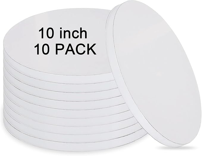 Cake Drums 10 inch - 10PCS Cake Boards 10 inch Round 1/2" Thick Cakes Base para Pastel Cardboard Sturdy Corrugated for Wedding, Birthday Decorating, Party Desserts, Baking Decorating Supplies (White)