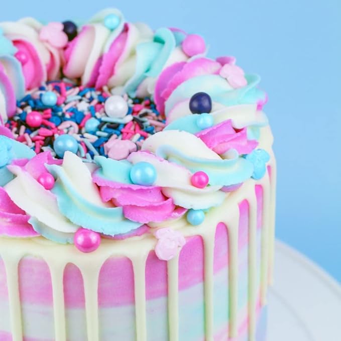 Sprinkles for Cake Decorating Edible Cake Decorations Fancy Pink and Blue Sprinkles for Cupcake Decorations Ice Cream Toppings, Gender Reveal for Cupcake Decorating Baking Cupcakes, Cookies