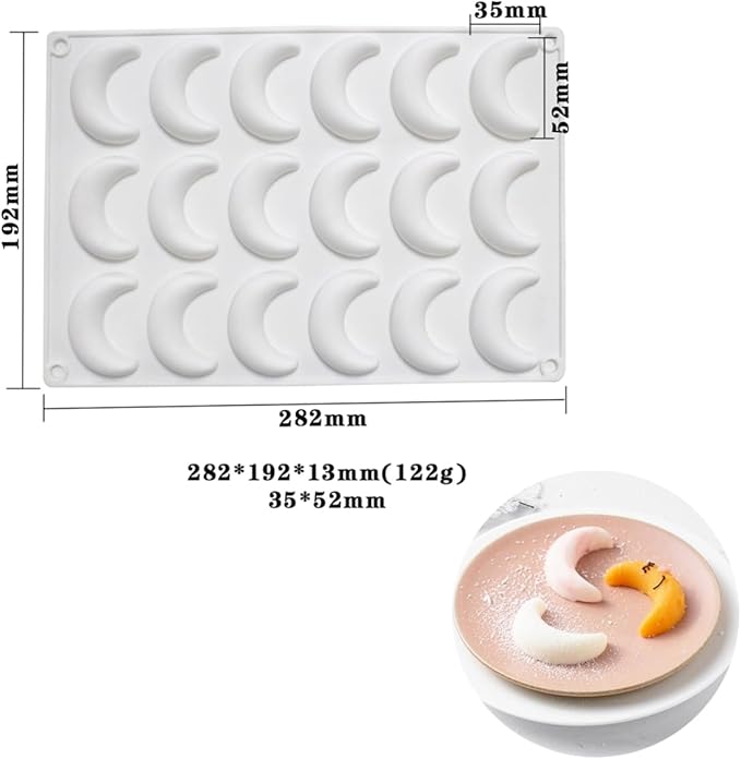 mostsom Silicone Chocolate Moon Mould Silicone Mold DIY Baking Molds for Chocolate Cake Dome Mousse (Moon F_11.28X7.68X0.52 inch)