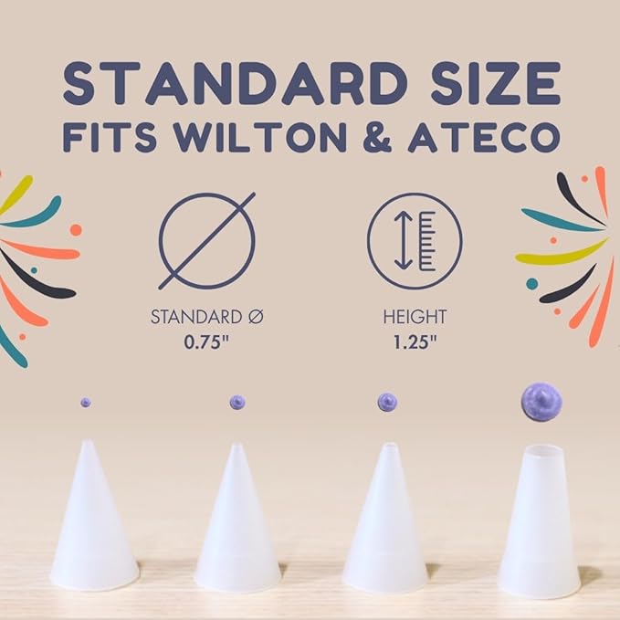 EZ Piping Reusable Round Decorating Tip #4 – 20 pieces – Standard Size (Base Ø 0.75", Height 1.25") – Fits Wilton & Ateco Couplers – Lightweight FDA HDPE Icing Nozzle – Made in USA – Cake Tool