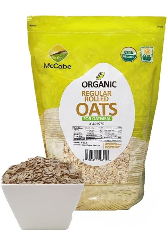 McCabe Organic Regular Rolled Oats - Rolled Oats Organic | Rich with Fiber & Minerals | USDA and CCOF Certified | Product of USA | 2Lbs Pack of 3