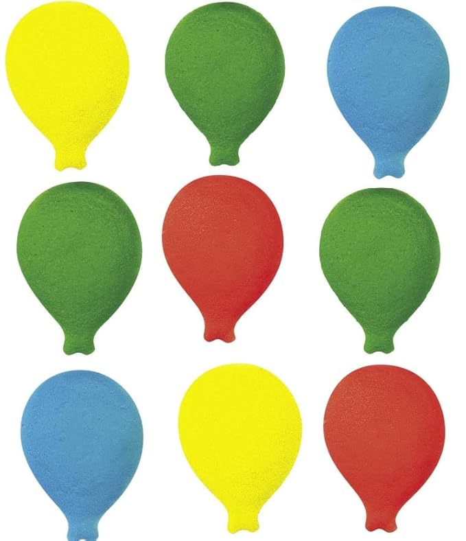 Red, Yellow, Green, and Blue Balloon Edible Sugar Cake Toppers, 12 Count