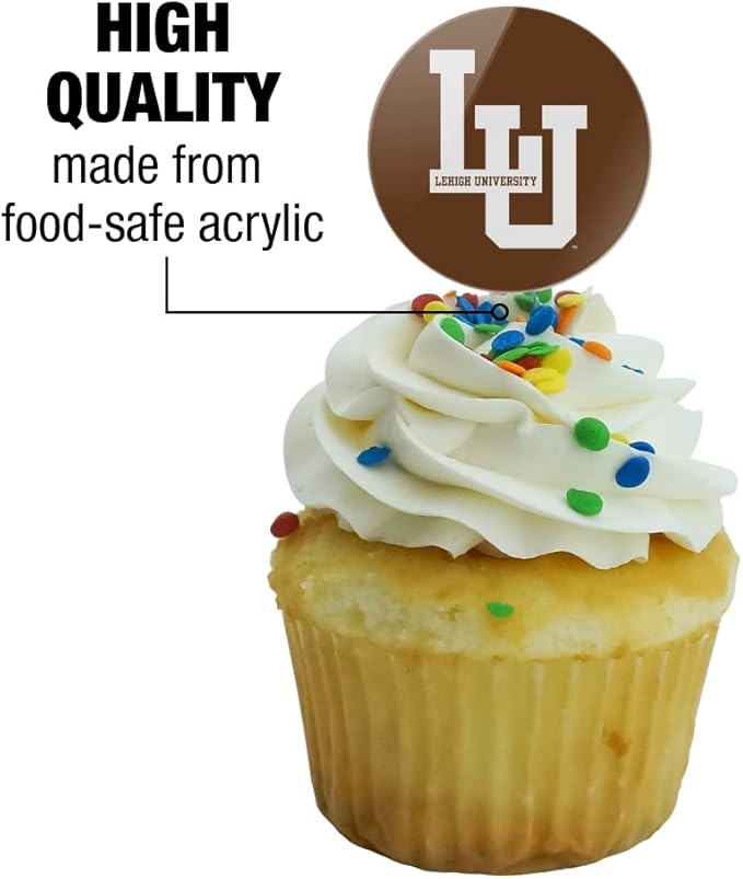 Lehigh University Primary Logo Cupcake Picks Toppers Decoration Set of 6
