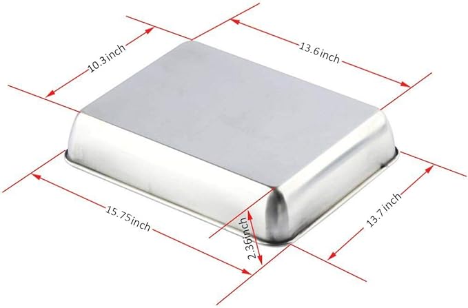 Sheet Pan,Cookie Sheet,Heavy Duty Stainless Steel Baking Pans,Toaster Oven Pan,Jelly Roll Pan,Barbeque Grill Pan,Deep Edge,Superior Mirror Finish, Dishwasher Safe (16.2x12.6x2.4 in)