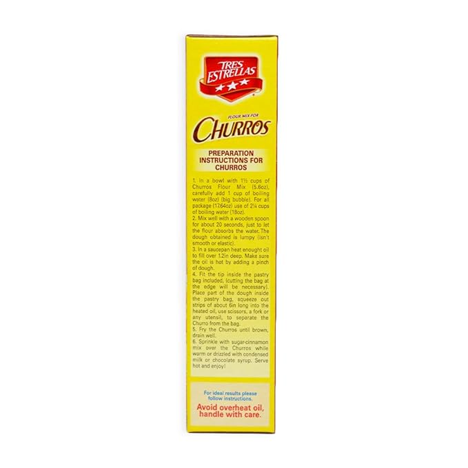 TRES ESTRELLAS, Harina preparada para Churros, Homemade, Churro Mix, Rápida y Fácil de Hacer, 17.6 oz, Pack de 12