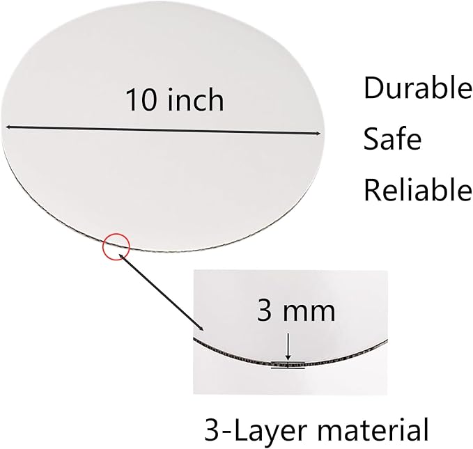 10pcs White Cake Boards 10 inch Round Disposable Cake Circle Plate Waterproof and Oil-Proof Cake Boards Sturdy Cake Trays for Cake DIY Bread Dessert and Crafts Display (10 Inch-Pack of 10)
