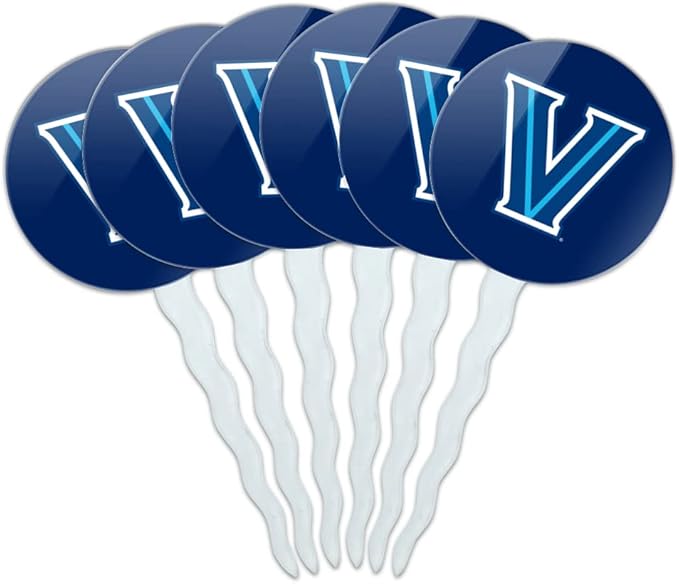 Villanova University Primary Logo Cupcake Picks Toppers Decoration Set of 6
