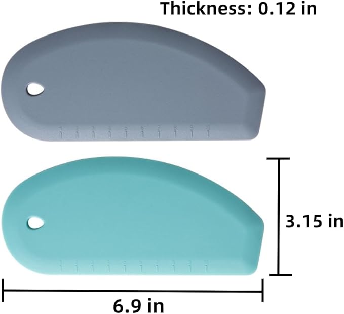 2-Pack Silicone Dough Scraper Flexible Bench Scraper for Sourdough Bread Bench Scraper Non-Scratch Baking Tool for Kneading, Mixing & Cleaning