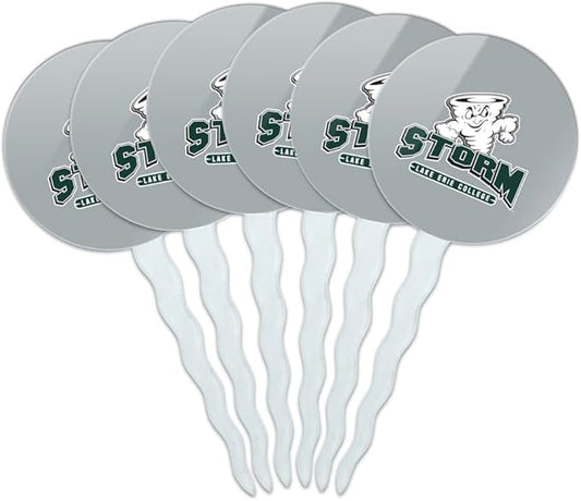 Lake Erie College Primary Logo Cupcake Picks Toppers Decoration Set of 6