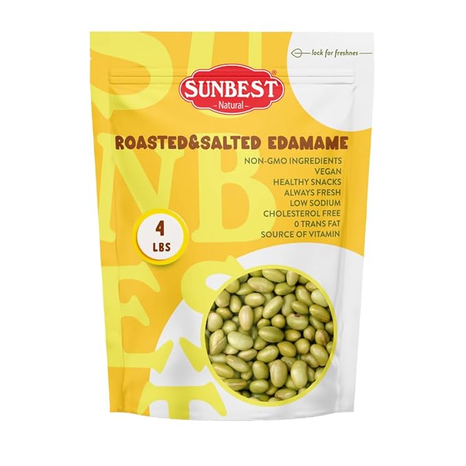 Sunbest Natural Dry Roasted Edamame – 4 lb Bulk Bag (64 oz) – Lightly Salted, Protein-Packed & Gluten-Free – Kosher, Vegan, Keto, Paleo – Great Snack & Recipe Add-In