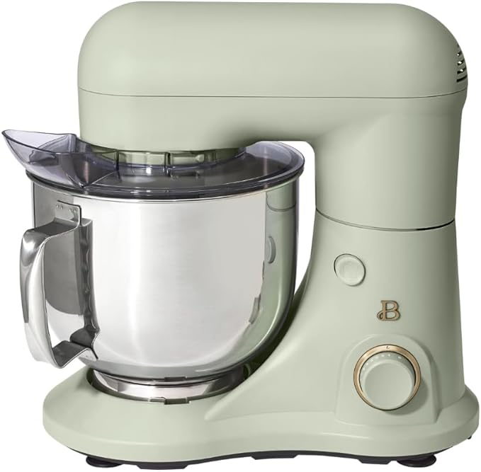 Beautiful 5.3QT 300W Stand Mixer with 12 Speeds, Tilt-Head, Splash Guard & Dishwasher-Safe Accessories, Soft Matte Finish – Mixes Up to 9 Dozen Cookies, Includes Dough Hook & Whisk (Sage Green)