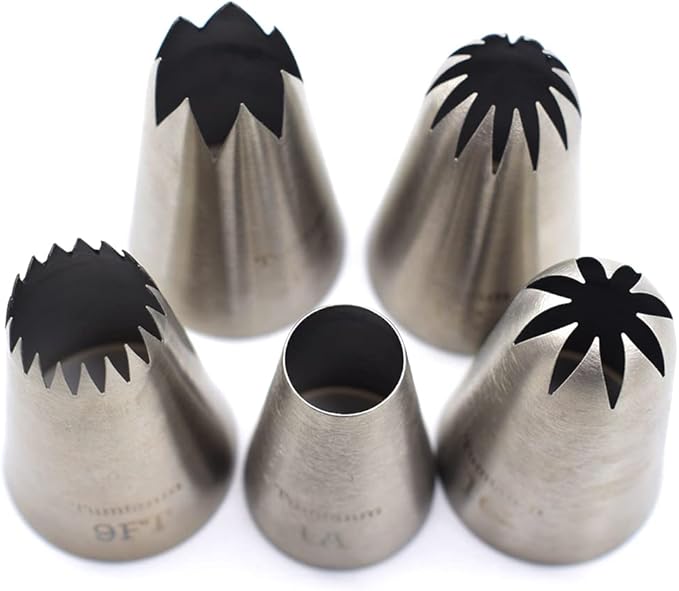 Piping tips large Cake Decorating tools, 5 pack Cake piping Nozzles Tips Kit - DIY Icing Nozzle Tool for Cupcakes