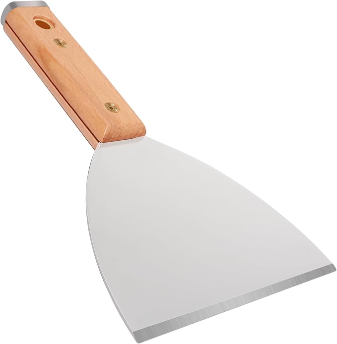 Heavy Duty Griddle Scraper, 8.07” x 5” Stainless Steel Grill Scrapers with Hole for Hanging, Rust-Proof & Unbreakable One-Piece Blade, Perfect for Griddle, Smoker, and Gas Grills
