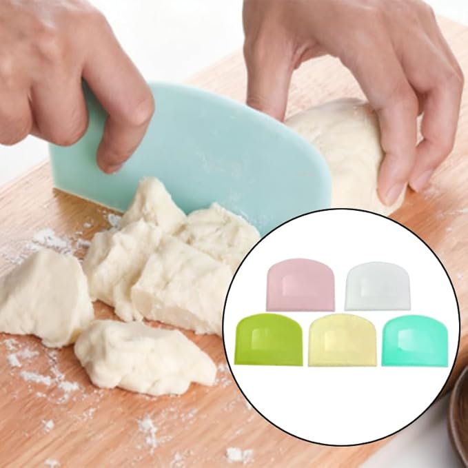 10Pcs Dough Scraper Plastic Bench Scraper for for Baking, Bread Dough, Pizza, Cake Decorating and Kitchen Use (Multi-Color)