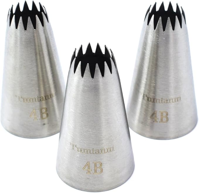 Piping Tips, 4B 3Pcs Large Icing Piping Tips Stainless Steel Seamless Set for Cupcakes Cake Decoration and Baker