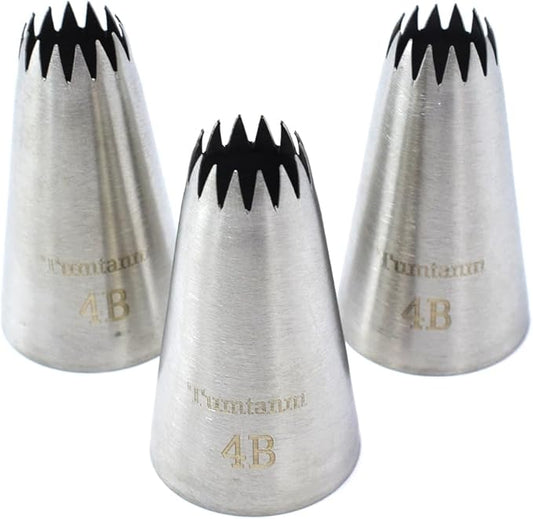 Piping Tips, 4B 3Pcs Large Icing Piping Tips Stainless Steel Seamless Set for Cupcakes Cake Decoration and Baker