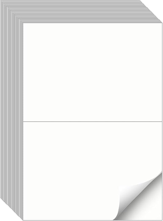Half Sheet Labels, 2 per Sheet, 2500 Sheets, 5000 Labels, 8.5" x 5.5" Shipping Label Paper, Address Sticker Laser & Inkjet Printer Label Stickers, 5 1/2" x 8 1/2" Half Sheet Label