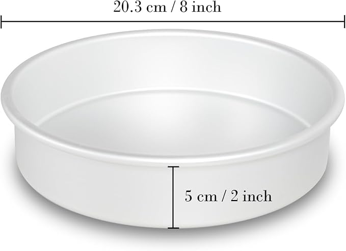 8 inch round cake pans set of 3 Aluminum cake tin baing pan for birthday cake party (8×2 round Cake Pans, Set of 3)