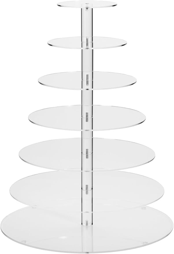 Jusalpha Large 7-tier Acrylic Round Cake Stand-cupcake Stand- Dessert Stand-tea Party Serving Platter for Wedding Party