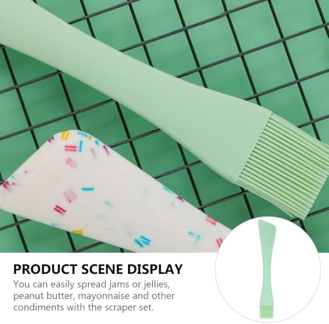 Hemoton Dual-Head Silicone Spatula and Oil Brush,Dual-Purpose Silicone Pastry Brush and Spatula,Baking Scraper,Non-Stick Scraper for Cooking,Mixing and Baking
