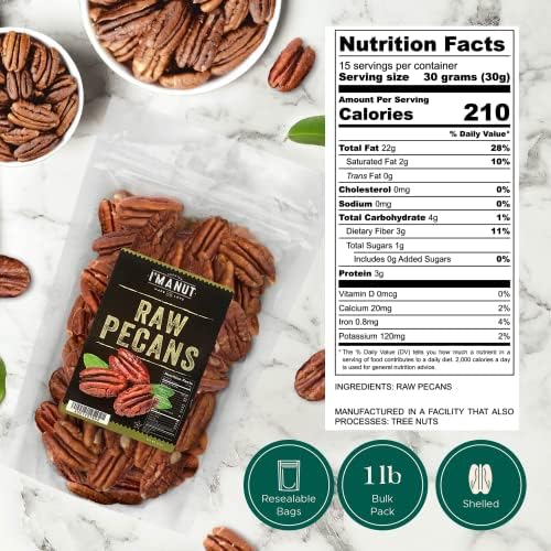 Premium Raw Pecan Halves 32oz (2 lb) | American-Grown, Non-GMO | Batch Tested Gluten & Peanut Free | No PPO or Preservatives | Rich Flavor for Snacking & Cooking