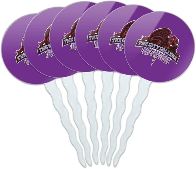 City College of New York Primary Logo Cupcake Picks Toppers Decoration Set of 6