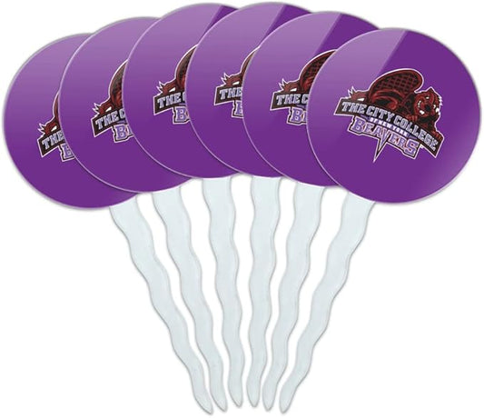 City College of New York Primary Logo Cupcake Picks Toppers Decoration Set of 6