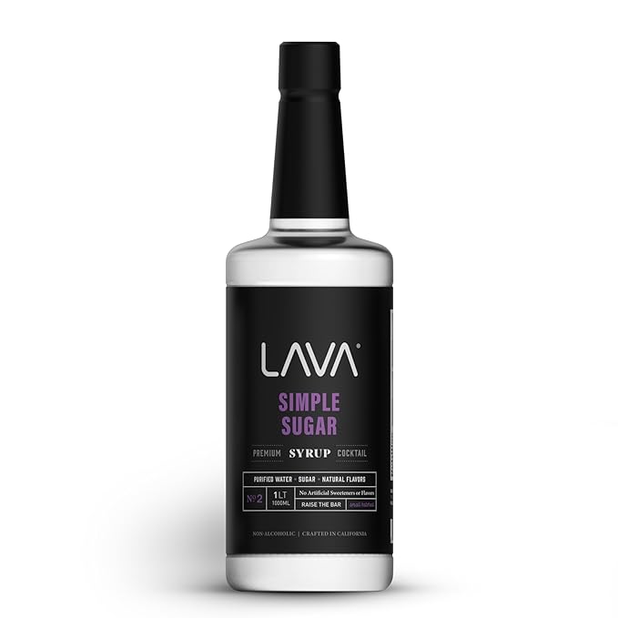 LAVA Premium Simple Syrup, 33.8oz (1-Liter) Made with 100% Sugar, No Artificial Sweeteners, Flavors, or Colors, 33.8oz (1-Liter, 1-Pack)