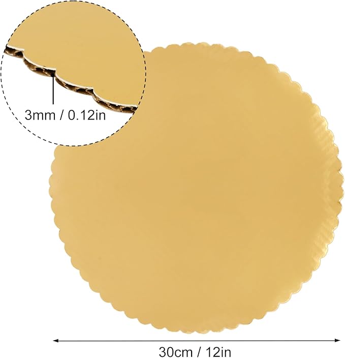 55 Pack 12 Inch Gold Cake Boards, Rounds Cake Cardboard, Flower Edge Cake Base, Disposable Round Cake Board for Wedding, Party, Anniversaries, Birthday Decor