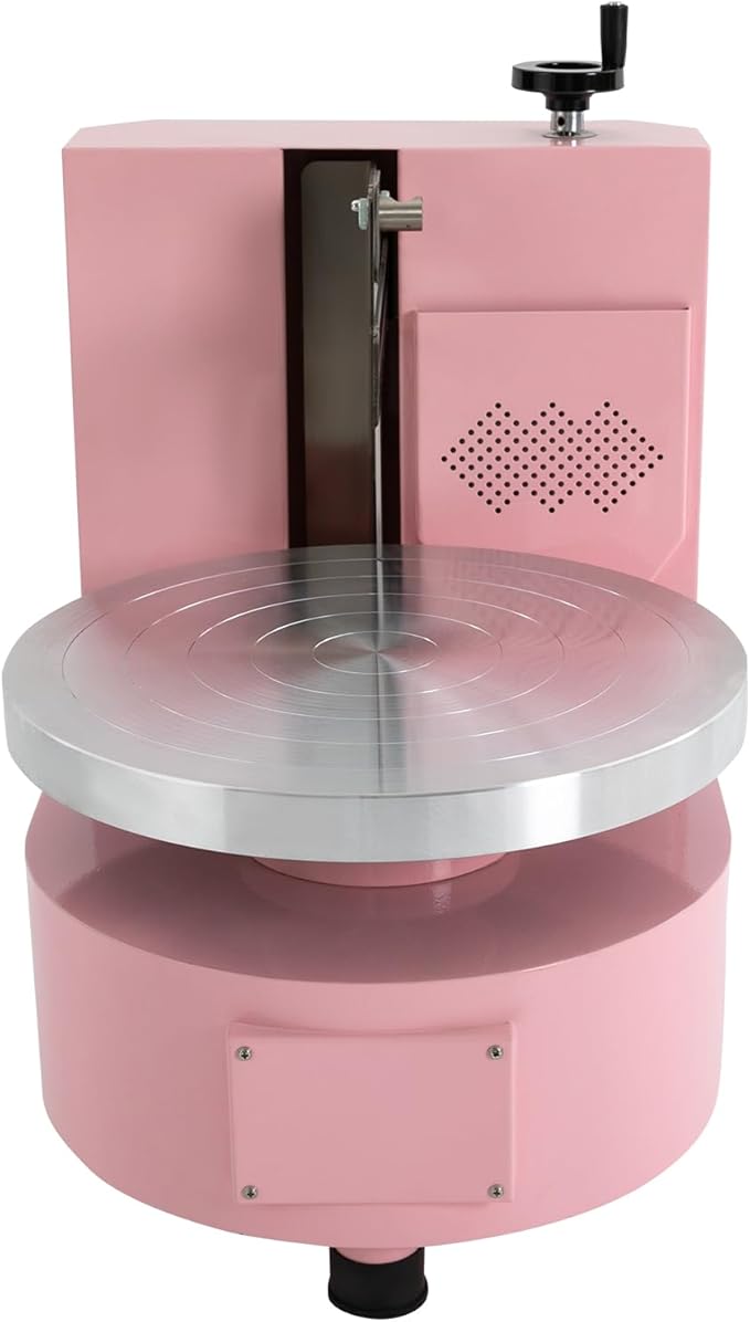 Cake Decorating Coating Machine, 80W Auto Cream Spreading Machine, Cake Cream Smooth Coating Decoration Machines with Adjustable Speed for 4-12 Inch Cakes Dessert Shops (Pink)