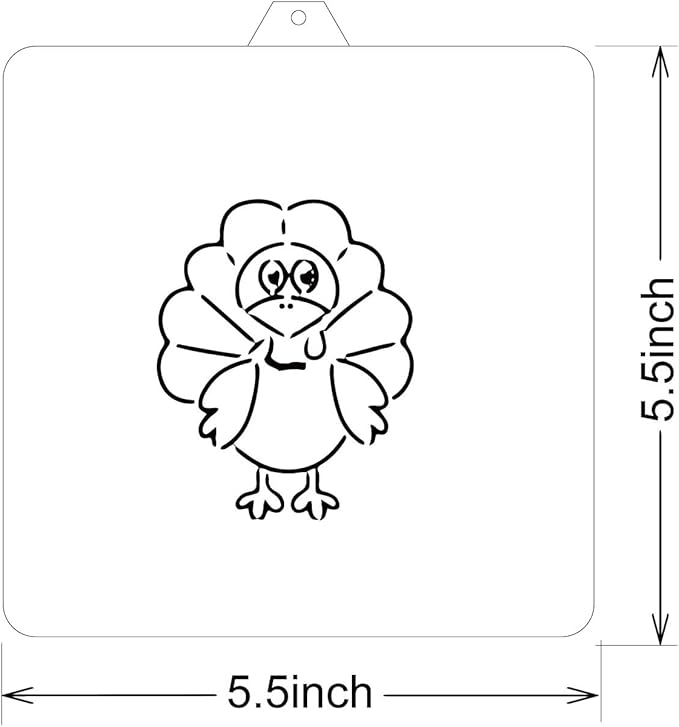 Cookie Cutter and Stencil Set Bundle Kit PYO Cookies Paint Your Own Diy Bakery Fondant Sugar Happy Birthday Wedding Baby Candle Kids Painting Coloring Pages Comb (Turkey PYO)